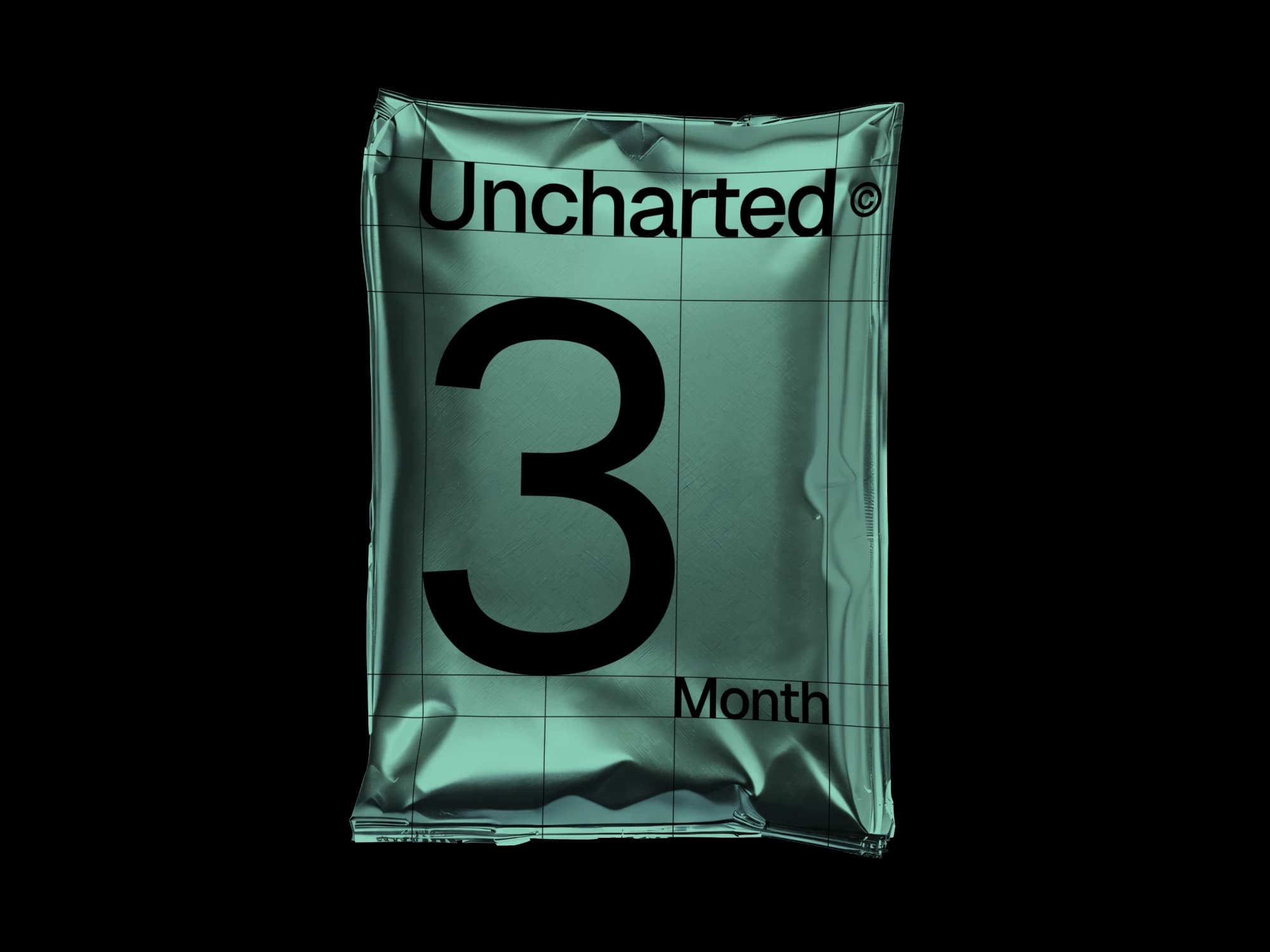 A green foil pack printed with Uncharted, a large 3 and the word Month