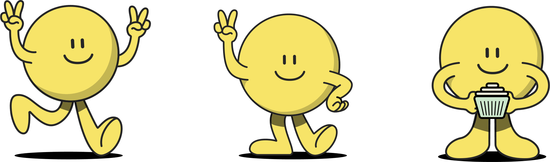 Three poses of the Consumrz character
