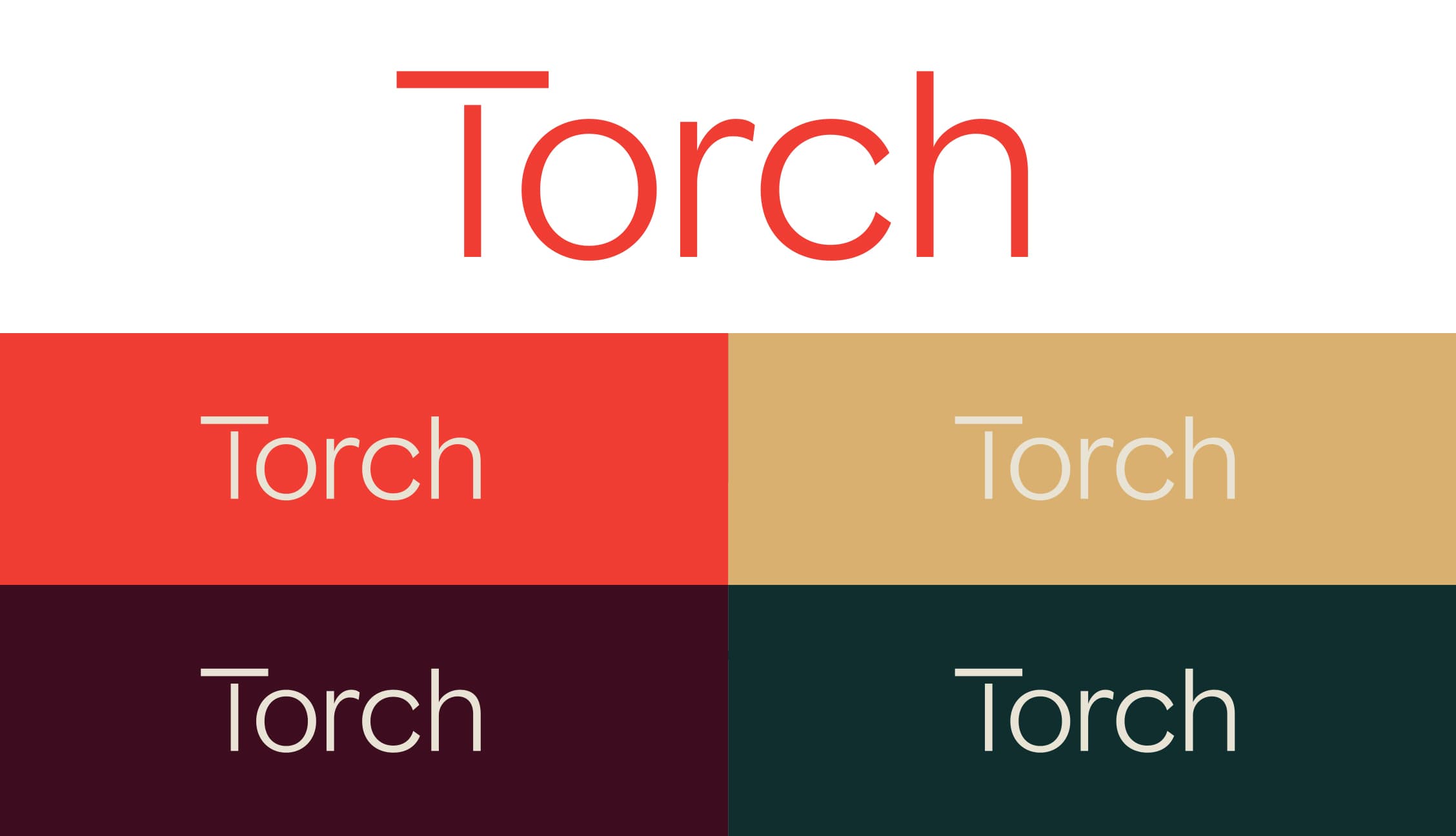 The Torch wordmark in red, gold, burgundy and green