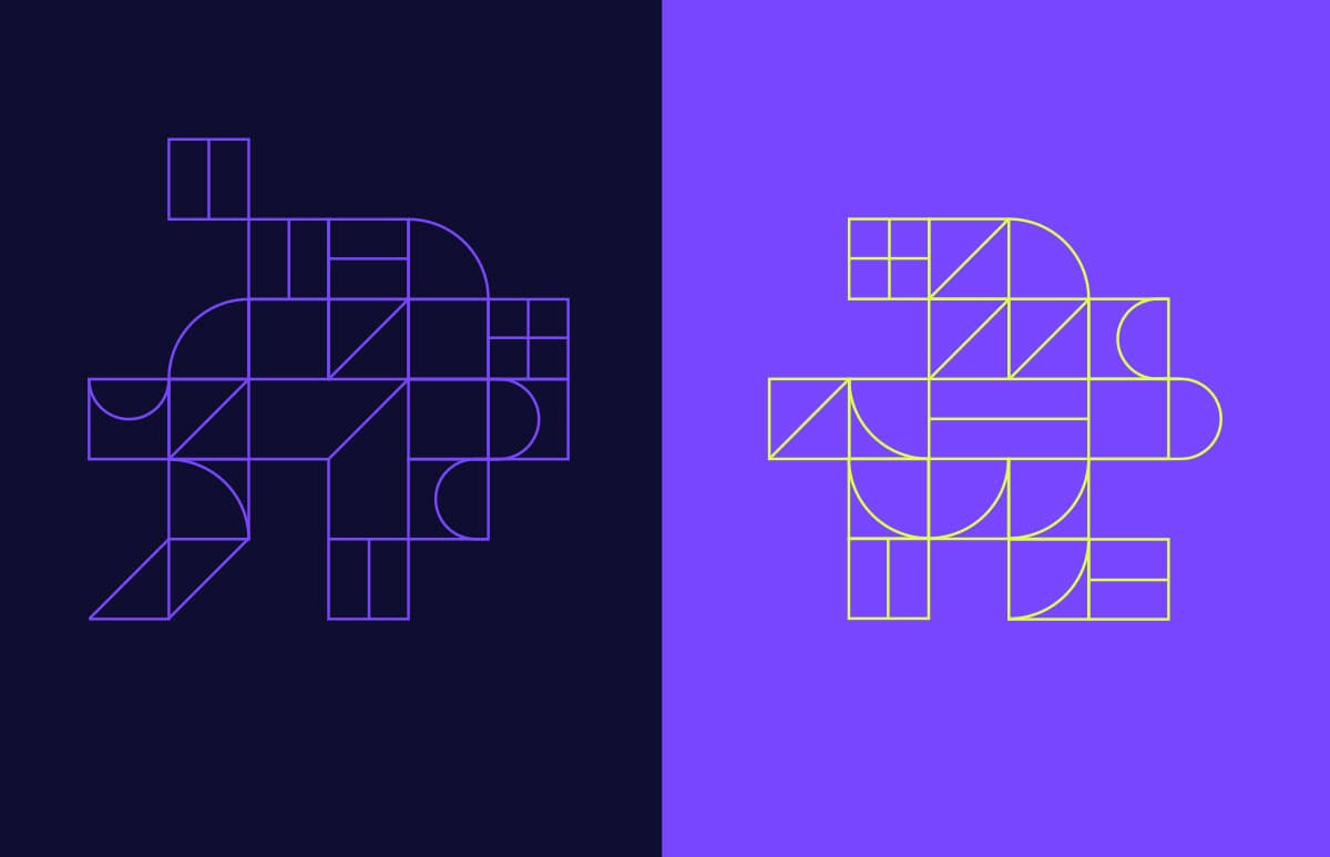 The VergeSense line pattern on navy and purple