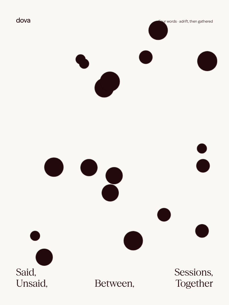 Animated Dova poster: the points of the mark drift apart, then gather